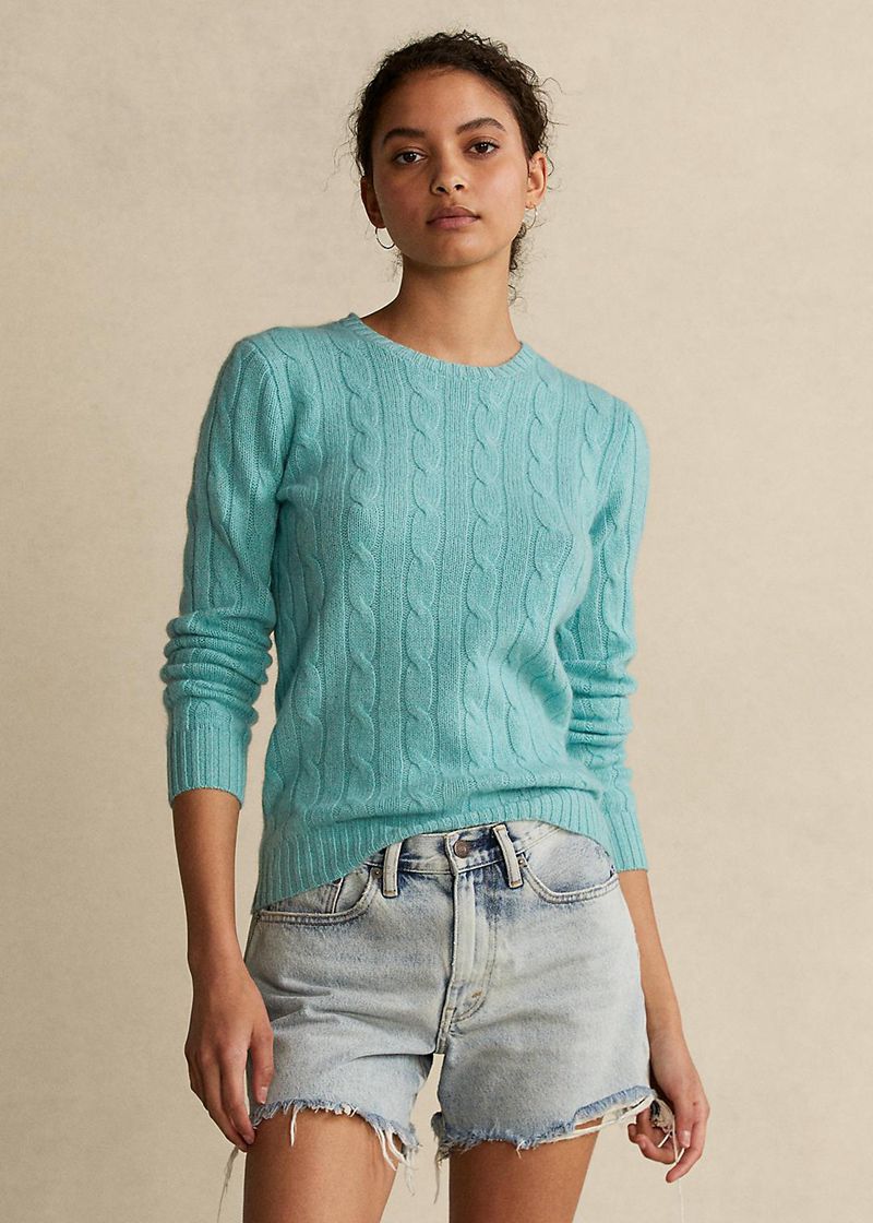 Sueter Polo Ralph Lauren Mujer Cable-Knit Cashmere Jumper Chile Verde Menta HITXW-9082